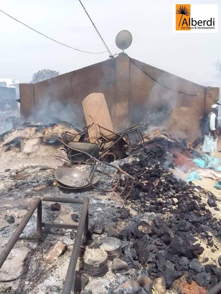 Part of the destruction that happened to Al-Shatta market in Nyala, South Darfur state, in the April 15 war